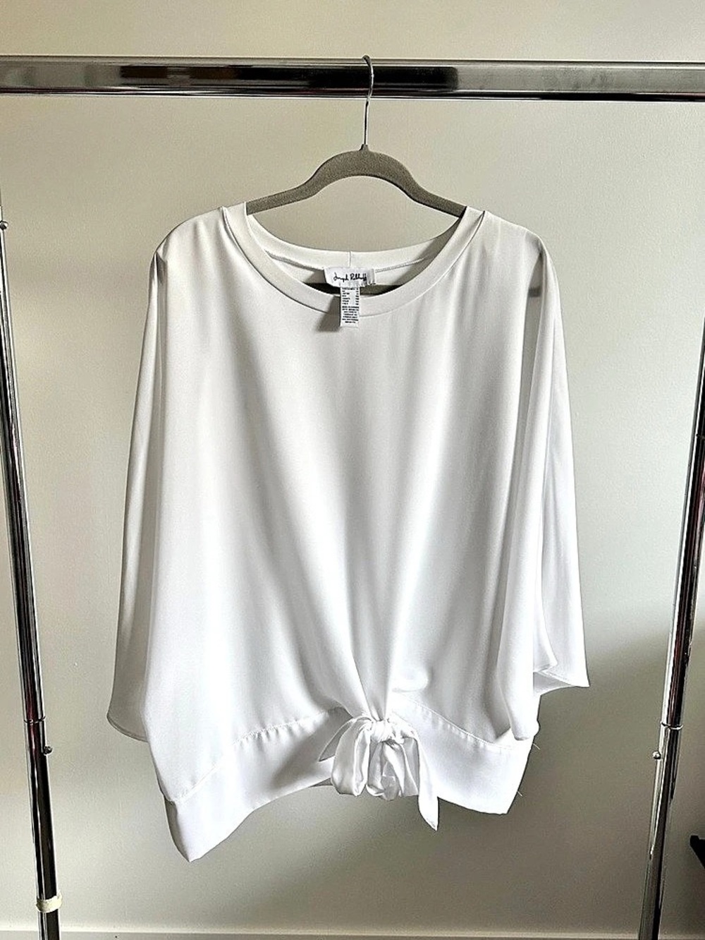Joseph Ribkoff White Tie Front Dolman Sleeve Top Tunic Size 18 Made in Canada